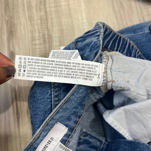 Forever 21 Women's Relaxed Fit Straight Leg Cargo Blue Jeans Size 25 - Picture 12 of 13